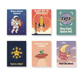 Malen nach Zahlen – 6 Mini-Gemälde - Eigenwillige Weltraumabenteuer