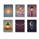 Malen nach Zahlen – 6 Mini-Gemälde - Laternen in der Dämmerung