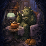 Malen nach Zahlen Auch Monster trinken Tee – Halloween-Motiv