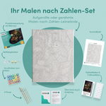Inhalt des Malen-nach-Zahlen-Sets Auch Monster trinken Tee