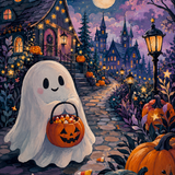 Malen nach Zahlen Bleib schaurig, kleiner Geist – Halloween-Motiv