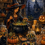 Malen nach Zahlen Bonbons aus der Hexenküche – Halloween-Motiv