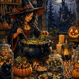 Malen nach Zahlen Bonbons aus der Hexenküche – Halloween-Motiv
