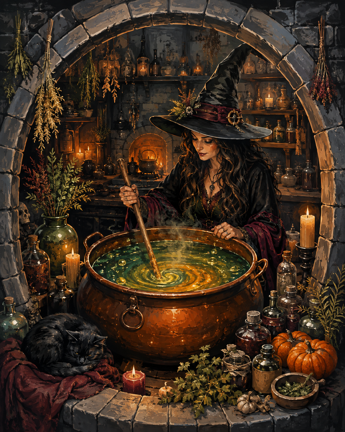 Malen nach Zahlen Brauen bei Kerzenlicht – Halloween-Motiv