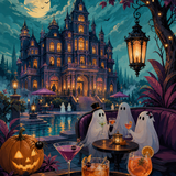 Malen nach Zahlen Cocktails im Spukhotel – Halloween-Motiv
