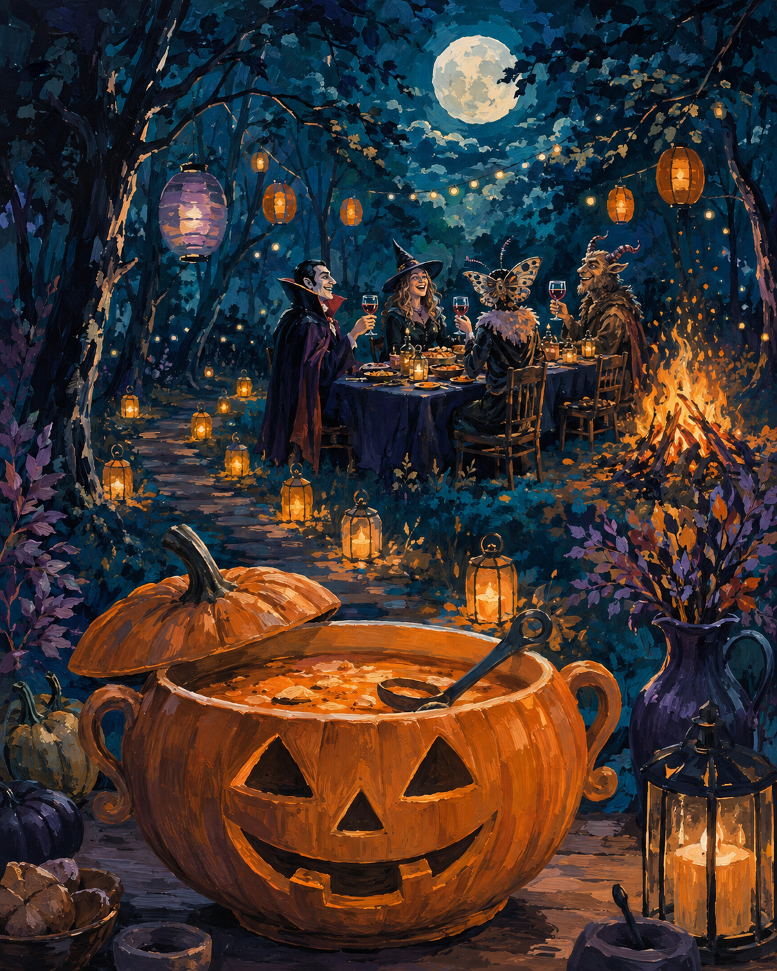 Malen nach Zahlen Das Fest der Nachtgestalten – Halloween-Motiv