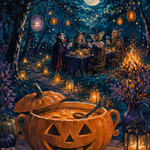 Malen nach Zahlen Das Fest der Nachtgestalten – Halloween-Motiv