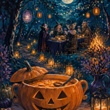Malen nach Zahlen Das Fest der Nachtgestalten – Halloween-Motiv