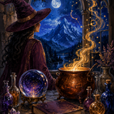 Malen nach Zahlen Das Gebräu der Kristallhexe – Halloween-Motiv