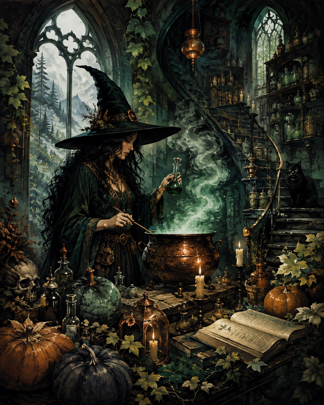 Malen nach Zahlen Das geheime Hexenlabor – Halloween-Motiv