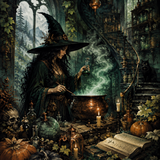 Malen nach Zahlen Das geheime Hexenlabor – Halloween-Motiv