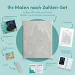 Inhalt des Malen-nach-Zahlen-Sets Das Geheimnis des schwarzen Herrenhauses