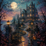 Malen nach Zahlen Das Herrenhaus ohne Gäste – Halloween-Motiv