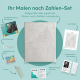 Inhalt des Malen-nach-Zahlen-Sets Das Herrenhaus ohne Gäste
