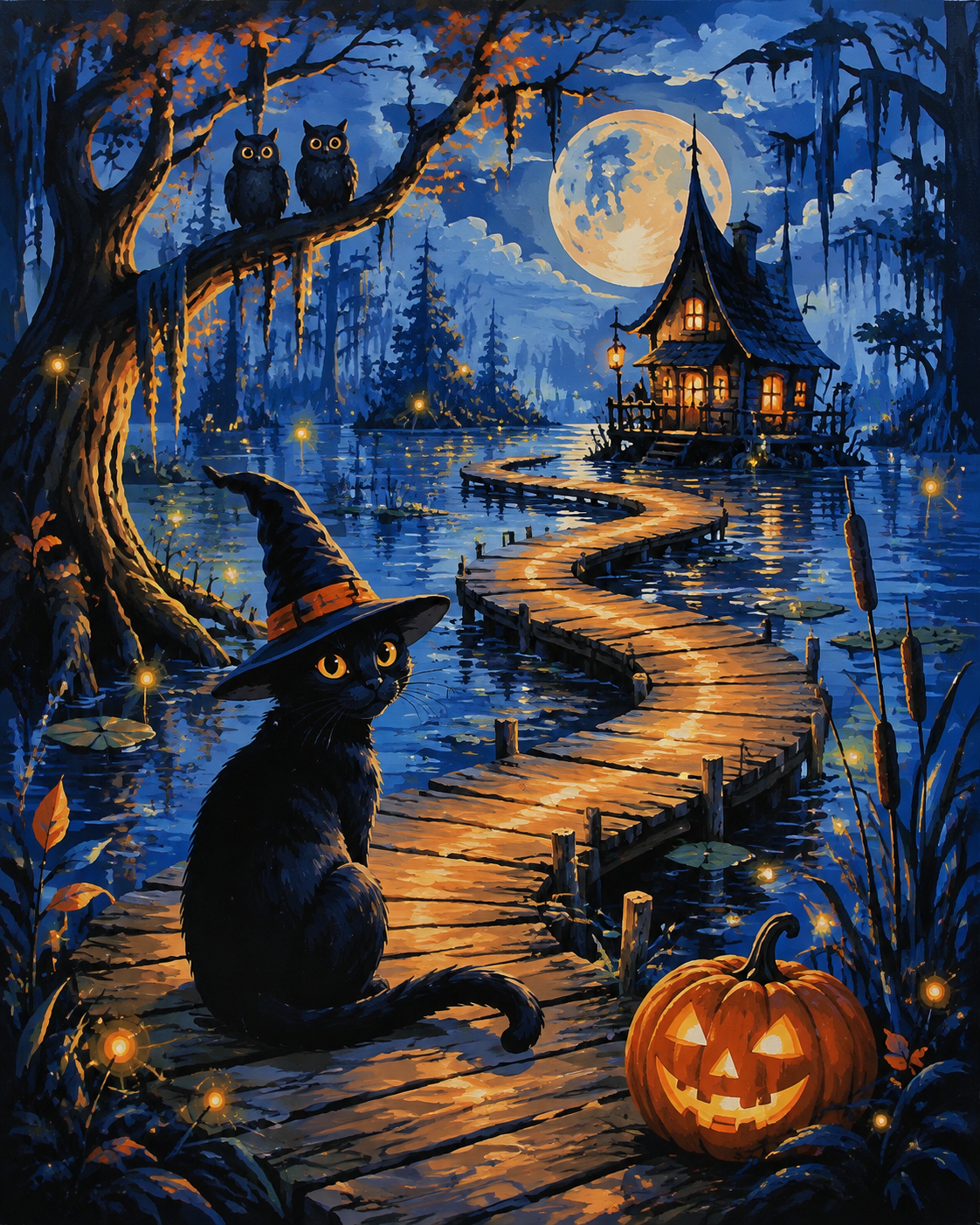 Malen nach Zahlen Das leuchtende Sumpfgeheimnis – Halloween-Motiv