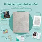 Inhalt des Malen-nach-Zahlen-Sets Das verlassene Haus am Moor