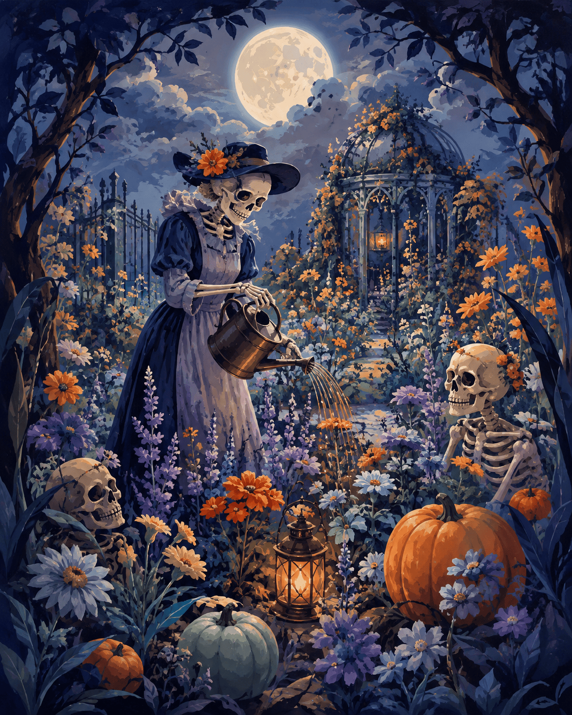Malen nach Zahlen Der Blumengarten der Knochen – Halloween-Motiv