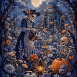 Malen nach Zahlen Der Blumengarten der Knochen – Halloween-Motiv