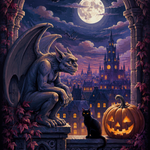 Malen nach Zahlen Der Gargoyle über der Stadt – Halloween-Motiv