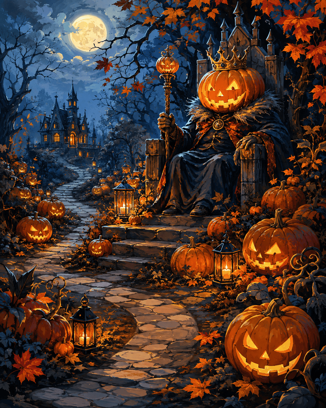 Malen nach Zahlen Der König der Kürbisse – Halloween-Motiv