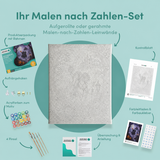 Inhalt des Malen-nach-Zahlen-Sets Der kopflose Reiter im Nebel