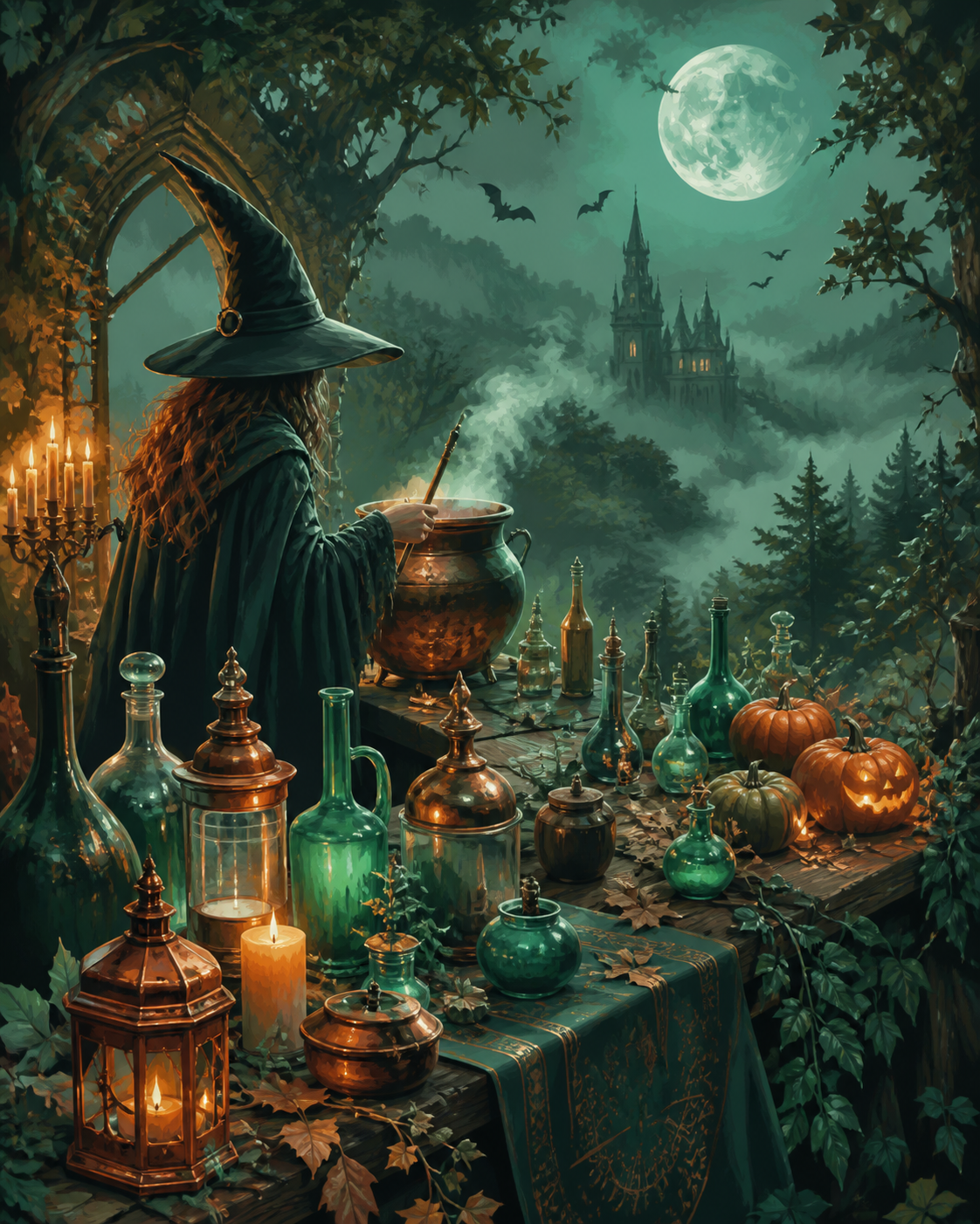 Malen nach Zahlen Der Tisch der tausend Tränke – Halloween-Motiv