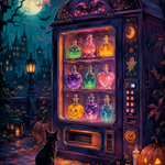 Malen nach Zahlen Der Tränkeautomat um Mitternacht – Halloween-Motiv