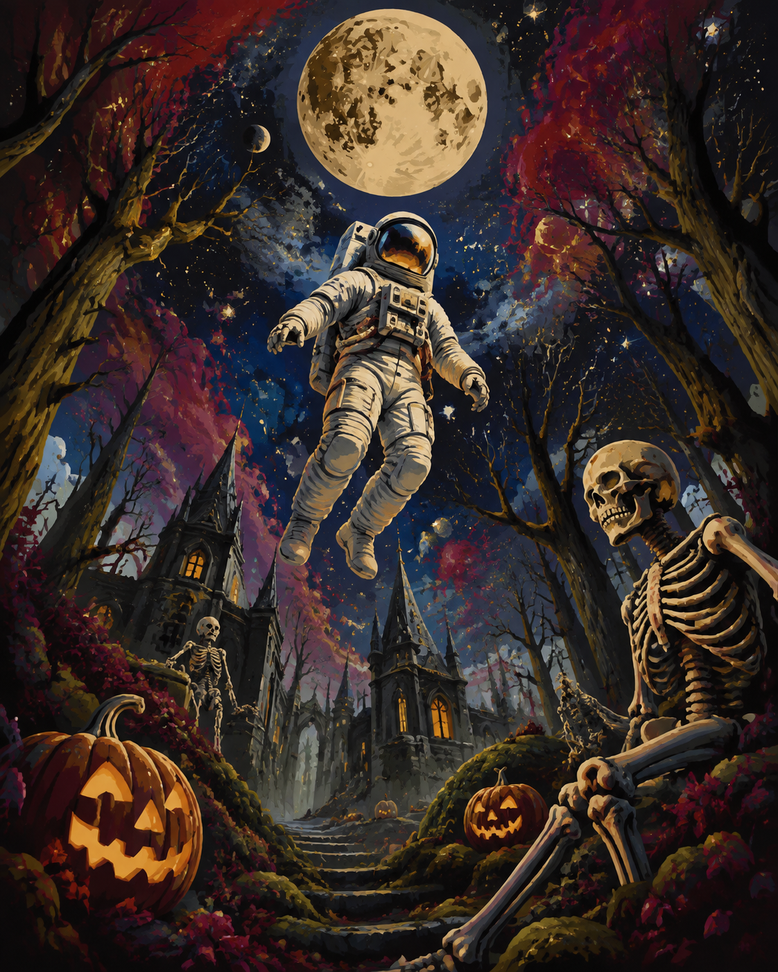 Malen nach Zahlen Der verlorene Astronaut – Halloween-Motiv
