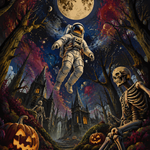 Malen nach Zahlen Der verlorene Astronaut – Halloween-Motiv