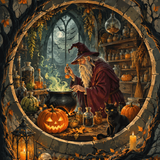 Malen nach Zahlen Der Vorrat des alten Zauberers – Halloween-Motiv