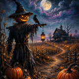 Malen nach Zahlen Der Wächter des verlassenen Feldes – Halloween-Motiv