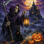 Malen nach Zahlen Der Wächter mit der Sense – Halloween-Motiv