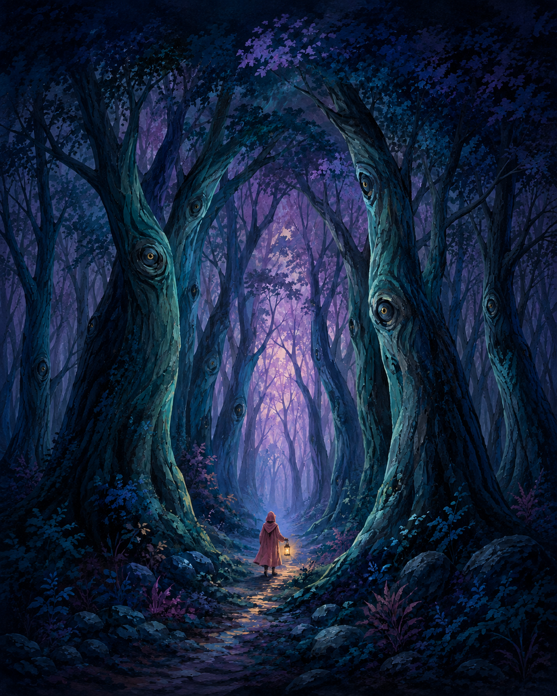 Malen nach Zahlen Der Wald schaut zurück – Halloween-Motiv