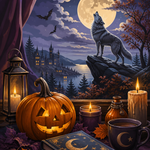 Malen nach Zahlen Der Wolf erwacht im Mondschein – Halloween-Motiv