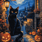 Malen nach Zahlen Der Zauber der schwarzen Katze – Halloween-Motiv