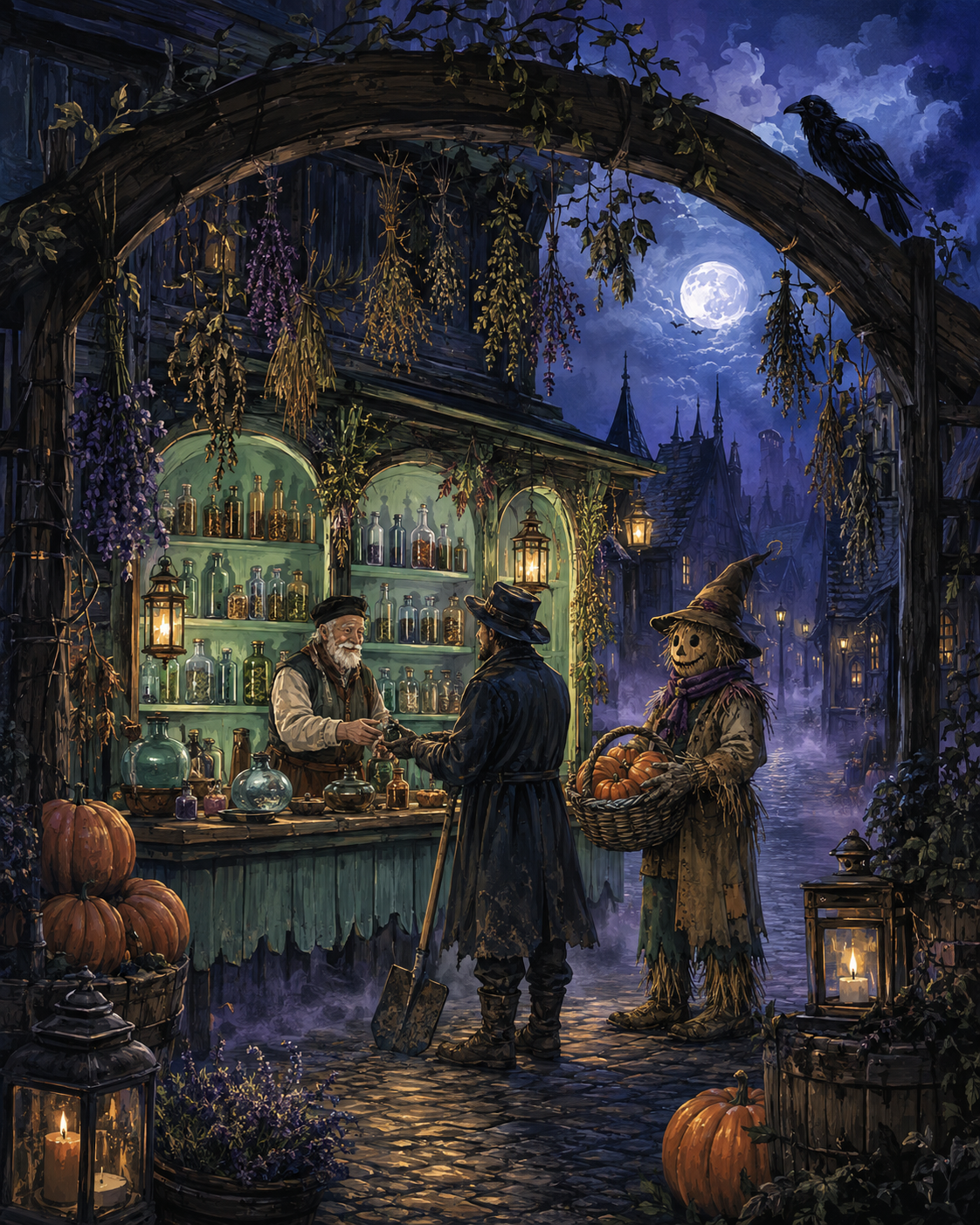 Malen nach Zahlen Die Apotheke der Nacht – Halloween-Motiv