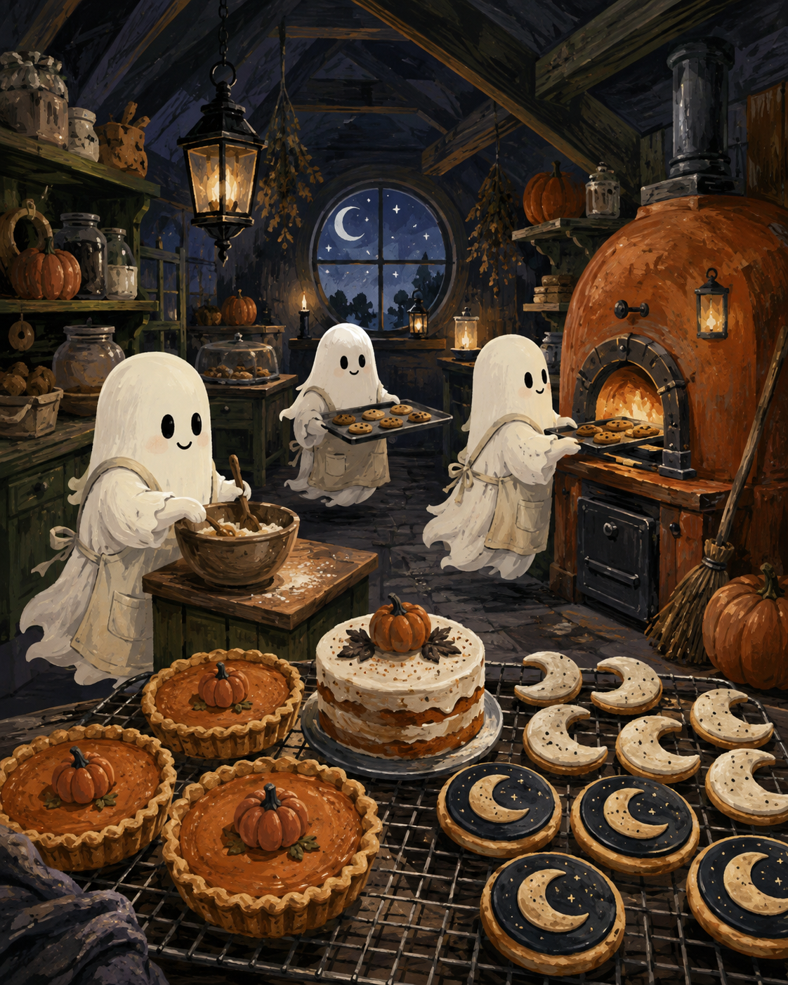 Malen nach Zahlen Die Bäckerei der kleinen Geister – Halloween-Motiv