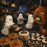 Malen nach Zahlen Die Bäckerei der kleinen Geister – Halloween-Motiv