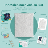 Inhalt des Malen-nach-Zahlen-Sets Die endlose Treppe bei Kerzenlicht