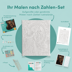 Inhalt des Malen-nach-Zahlen-Sets Die Hexe im goldenen Spiegel
