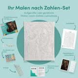Inhalt des Malen-nach-Zahlen-Sets Die Hexe im goldenen Spiegel