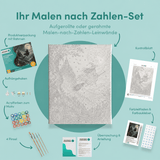 Inhalt des Malen-nach-Zahlen-Sets Die Hexe im kalten Mondlicht