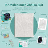 Inhalt des Malen-nach-Zahlen-Sets Die Hütte des Sumpfmonsters