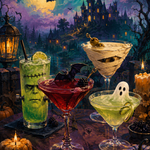Malen nach Zahlen Drinks für die Geisterrunde – Halloween-Motiv