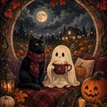 Malen nach Zahlen Gemütliche Nacht der Geister – Halloween-Motiv