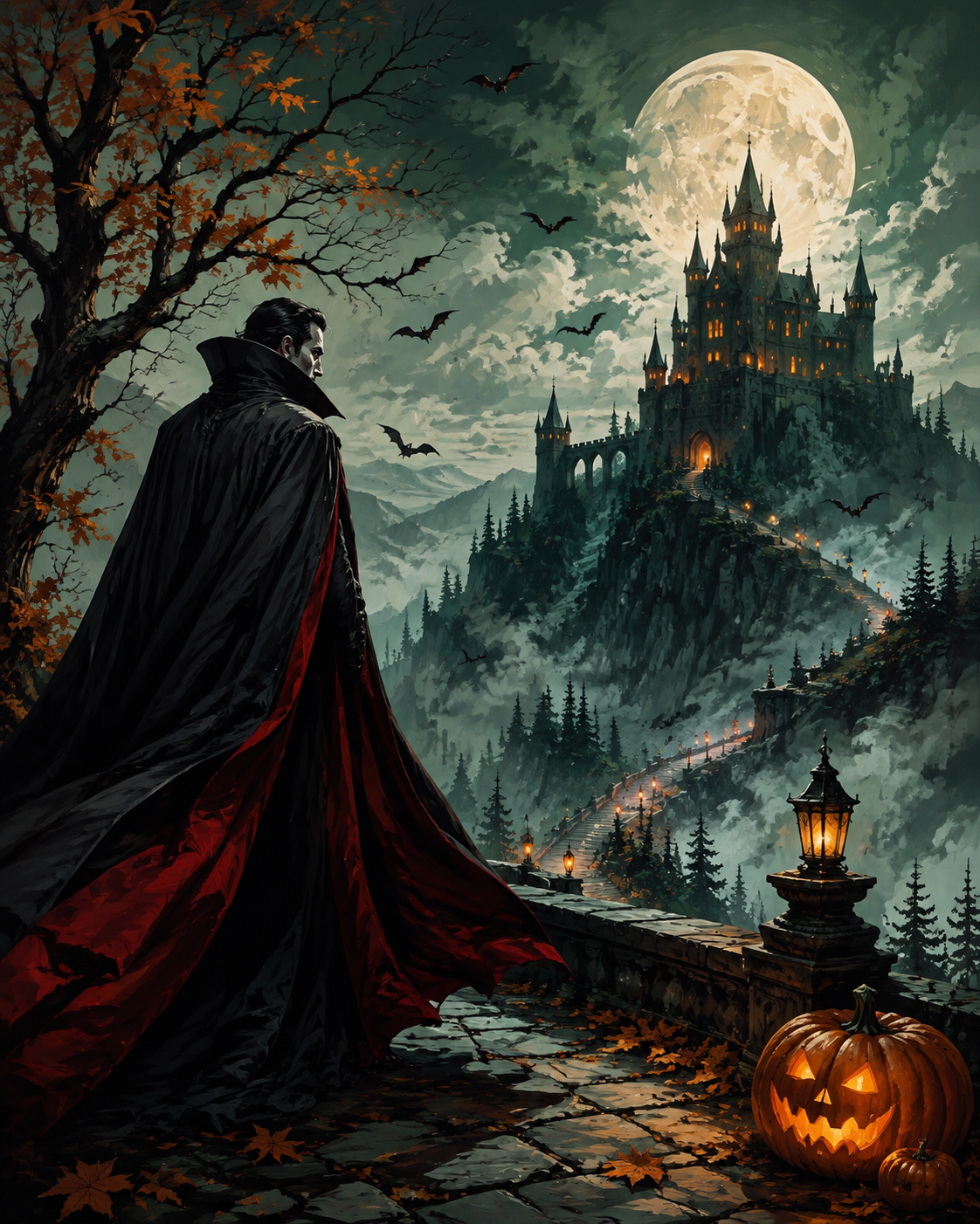 Malen nach Zahlen Graf der roten Nacht – Halloween-Motiv