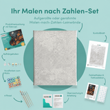 Inhalt des Malen-nach-Zahlen-Sets Herbsternte mit Kürbisblüten