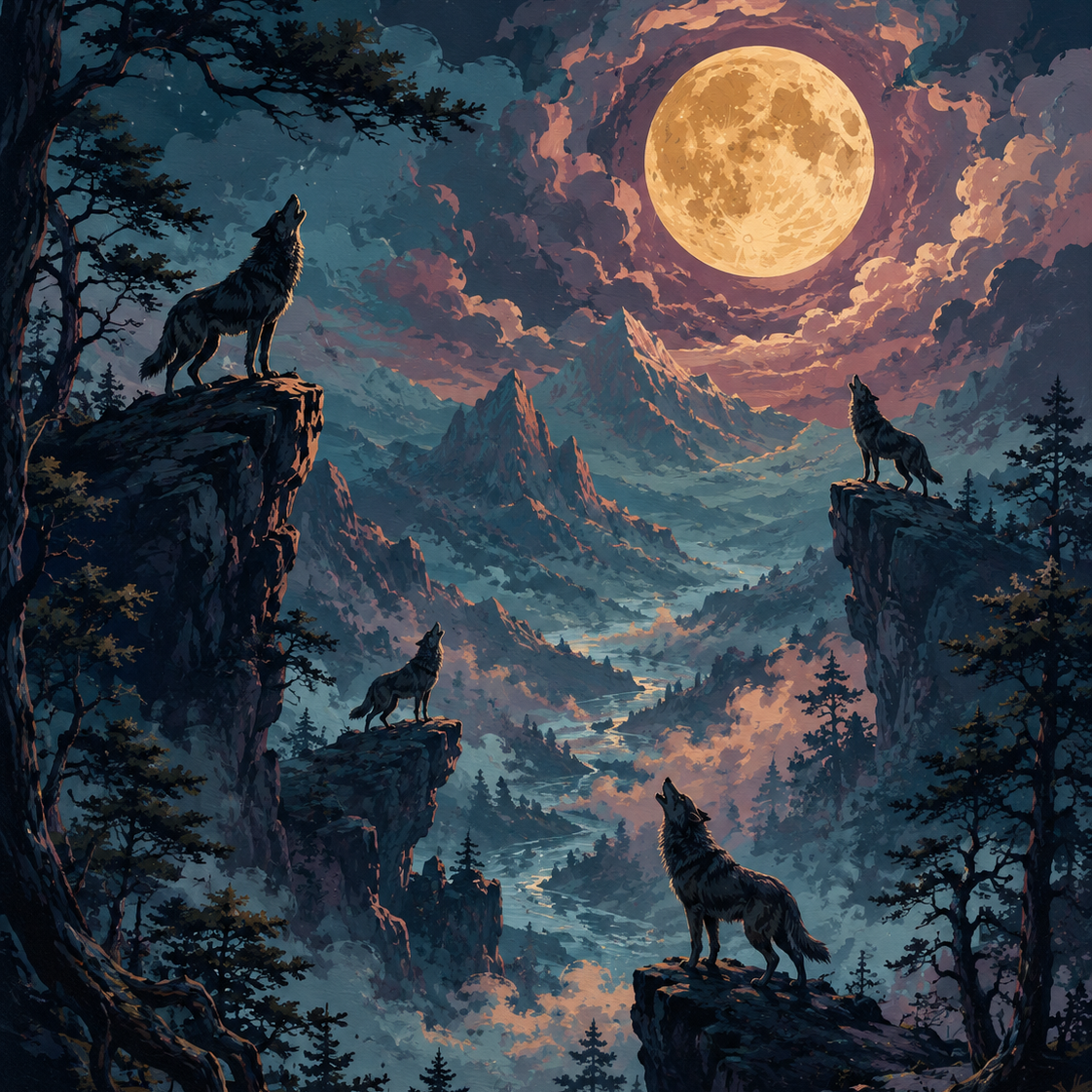 Malen nach Zahlen Heulen unter dem Vollmond – Halloween-Motiv