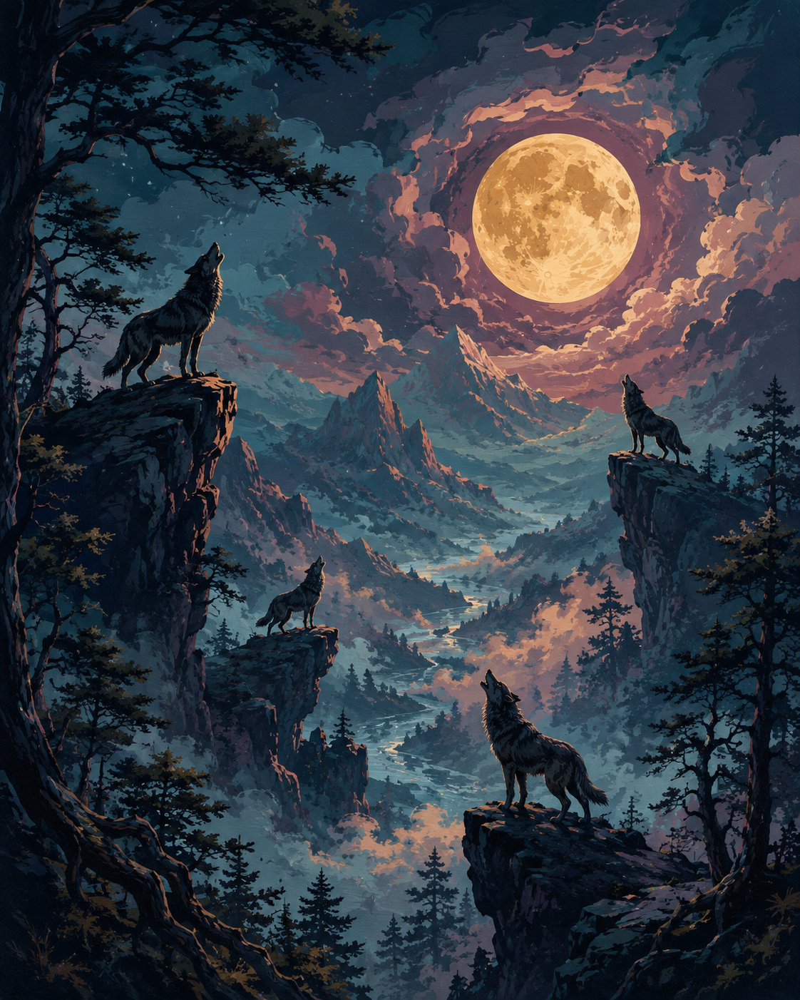 Malen nach Zahlen Heulen unter dem Vollmond – Halloween-Motiv