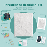 Inhalt des Malen-nach-Zahlen-Sets Heulen unter dem Vollmond